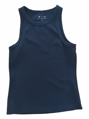 WILO Melbourne Australia Black High Neck Ribbed Tank Top thumbnail 1