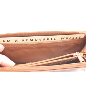 Brown Vinyl Tan Zip Around Wallet Removable Card Holder Organizer NEW Vintage thumbnail 5