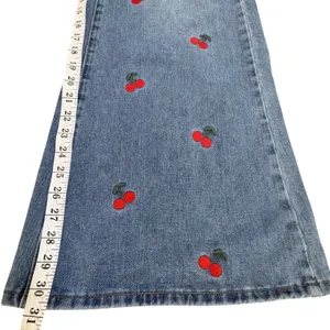 Ashley Mason Cherry Embroidered Wide Leg Jeans Women 7/28 Festival‎ Rockabilly thumbnail 11