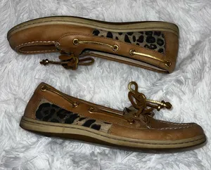 Sperry Boat Shoes with Leopard Print Detail size 8 thumbnail 1