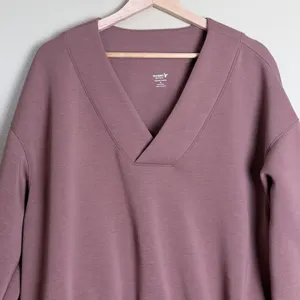 Old Navy Active Sweatshirt Women XL Mauve Fleece Relaxed Pastel Layer Gym Fall thumbnail 2