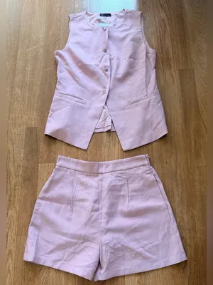 Tailored Pink High-Waist Bermuda Shorts & Vest Set thumbnail 2