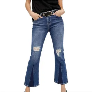 Free People‎ -01 Color-Blocked Crop Flare Jeans Women's size 27 thumbnail 3