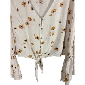 Billabong Lust Wild Floral Crop Tie Front Top Small Bell Sleeve Excellent Boho‎ thumbnail 7