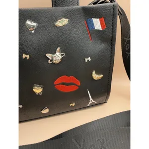 Betsey Johnson Xonora Black Embossed Charm‎ Tote Bag Paris Eiffel Tower New thumbnail 3