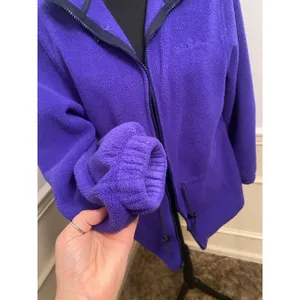 Vintage 90s L.L. Bean Purple Fleece Hooded Parka Jacket Cinch Waist Gorpcore thumbnail 3