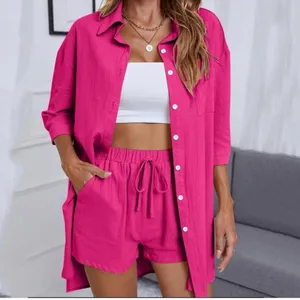 Pink Button Down 3/4 Sleeve Shirt Size M thumbnail 2