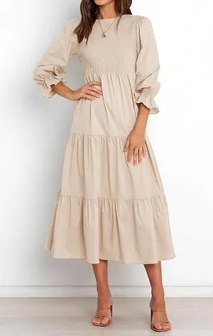 Women's Casual Long Sleeve Smocked Dress size X-Large thumbnail 1