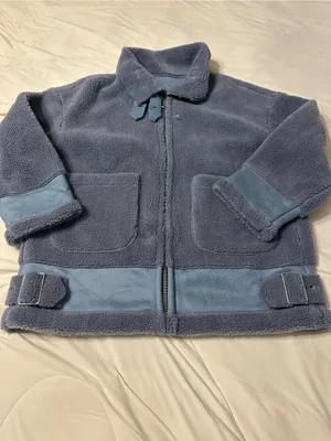 Jules Kae Sherpa Kylie Moto Jacket -Faux Shearling - Slate Blue -Sz vS (estimate thumbnail 3
