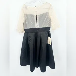 LT LanTing Black Mini Dress w/ Gold Mesh Top & Statement Belt NWT Size 10 thumbnail 2