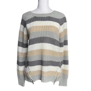 Sincerely Jules Neutral Striped Sweater Bundle M Coastal Grandma Cozy Knit Oversized thumbnail 4
