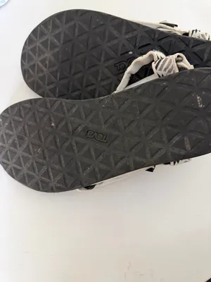 Teva Black Sandals with Cream & Gray Patterned Straps thumbnail 5