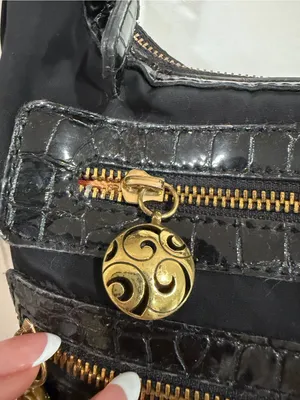Y2K Brighton Black Crossbody Bag with Gold Hardware and leather/ leopard design thumbnail 4
