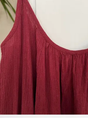 Anthropologie burgundy Deep Wine Crinkled Slip Dress, size S thumbnail 3