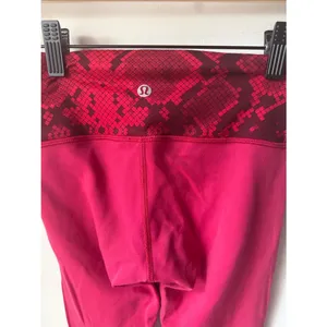 Lululemon Pink Wunder Under Leggings Snake Print Waist High Rise thumbnail 3