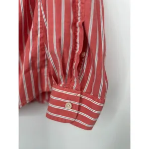 LL Bean Oxford Shirt Womens XL Red Striped Cotton Long Sleeve Casual Button Top‎ thumbnail 3