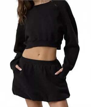 AE OFFLINE By Aerie Cloud Fleece Bubble Skort American Eagle NWT Black Large thumbnail 1