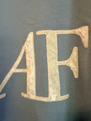 Abercrombie & Fitch signature velour initials Sweatshirt, periwinkle blue, sz L thumbnail 9