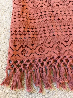 Shyanne Dusty Rose /Brown Crochet Fringe Mini Skirt - Large thumbnail 2