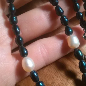 Freshwater Pearl and Green Pearl Stainless Steel Necklace (18 Inch) thumbnail 8