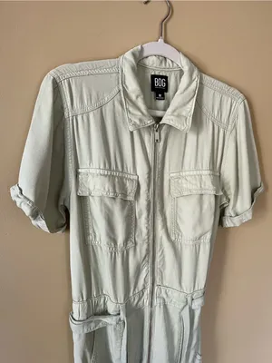 BDG Short-Sleeve Utility Jumpsuit in Light Green thumbnail 3