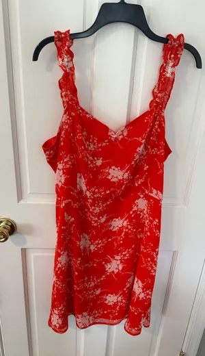 Red Floral Dress Size XL thumbnail 1