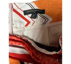 Banana Republic Tie Wrap Geo Skirt Orange White Size 4 thumbnail 14