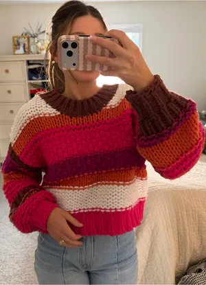 Altar'd State Striped chunky knit sweater thumbnail 1