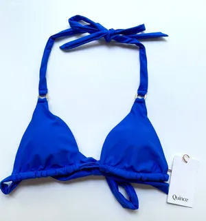 Quince Italian Ring Triangle Bikini Swim Top Electric Blue Size Small NEW thumbnail 1