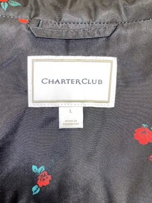 Charter Club Black & Red Floral Quilted Puffer Vest Size Large Like New thumbnail 8