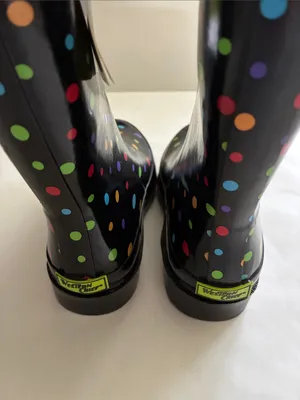 Western Chief Black Rain Boots with Multicolor Polka Dots thumbnail 4