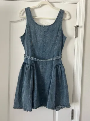 Vici Jamali Belted Denim Sleeveless Button Down Mini Dress Medium Wash thumbnail 8