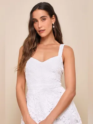 Lulus Divine Beauty White Lace Midi Dress With Pockets Size Small Bridal Beach thumbnail 3
