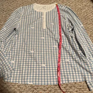 Roller Rabbit Hathi Gingham Pajama Blue Elephant PJ Top- Size Small thumbnail 7