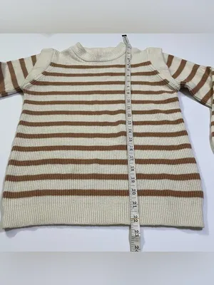 PrettyGarden Cream Sweater Tan Stripes size S thumbnail 4