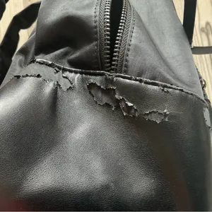 Versace Medusa head black faux patent leather nylon backpack thumbnail 12