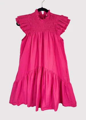 Love The Label Dress Pink Poppy Mini Smocked Flutter A Line Barbiecore Small thumbnail 1