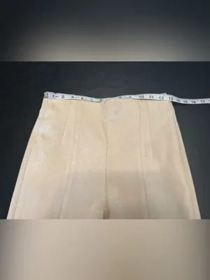 Zara Faux Suede High-Waist Leggings in Light Beige with Zip bottoms size Medium thumbnail 10