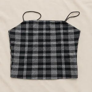 Popular 21 Black & White Plaid Spaghetti Strap Crop Top Y2K L thumbnail 2