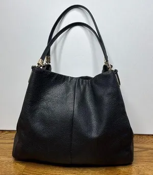 Madison Phoebe Shoulder Bag Black Grained Leather 3 Compartments 26224 thumbnail 1