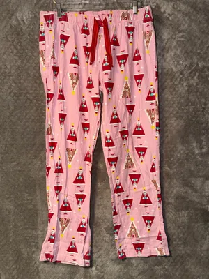 Old Navy Women's Holiday Pajama Bottoms Lounge Pants Santas Pink thumbnail 2