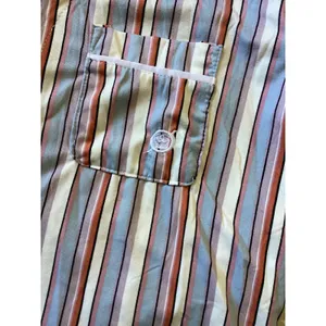 Born Womens Pajama Top Small Blue Orange Striped Button Down Short Sleeve Sleep thumbnail 3
