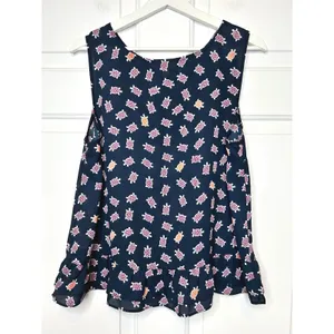 Maison Jules Turtle Print Sleeveless Blouse‎ Top XL thumbnail 2