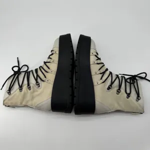 Free People Simone Platform Combat‎ Boots 38 Cream Leather Suede Zip Up Alt Goth thumbnail 7
