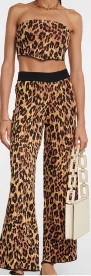 NWT STAUD Shane Leopard Print Scarf Top Multicolor Bandana Style Jacquard Knit thumbnail 1