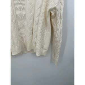 Cyrus Cream Cable Knit Sweater Women M Chunky Cozy Classic Heritage Quiet Luxury thumbnail 4