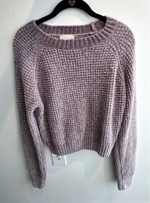 Altar’d State Mardi Gras Cropped Purple Sweater thumbnail 1