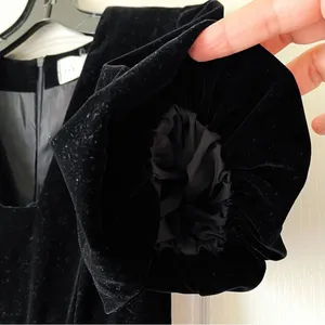 Par Violet National Anthem Velvet Babydoll Dress Mini Black‎ Small NWT thumbnail 5