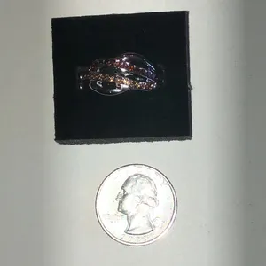 Silver Tone Sparkling Amber Crystal Knot Ring Brown thumbnail 3