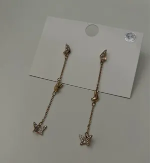 Butterfly Dangle Rhinestone Earrings Gold thumbnail 3